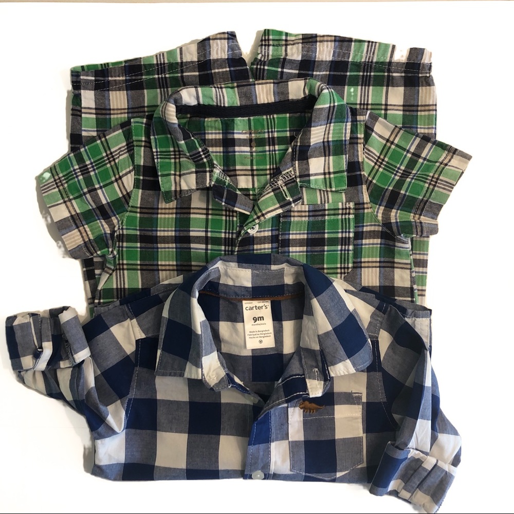 Carters 2 piece long sleeve collar shirt romper